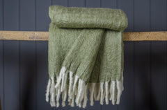 wool sage green chunky blanket