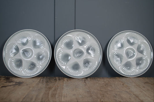Vintage French oyster plate with shell shaped wells