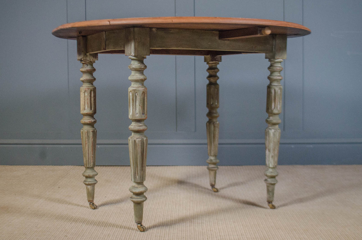 Small French drop leaf dining table with painted base