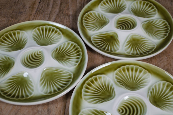 olive green french oyster plate