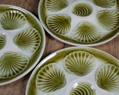 green and white french oyster plate