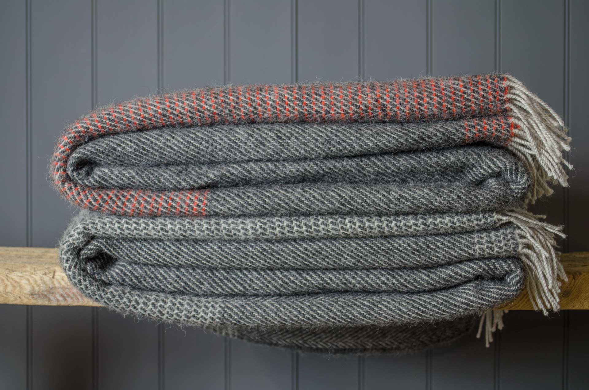 chunky grey wool blanket