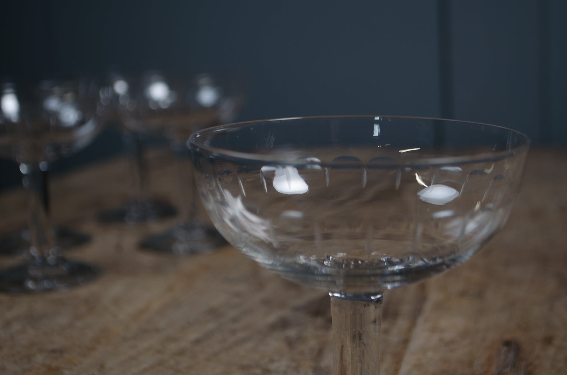 
Set of six vintage French coupe champagne glasses