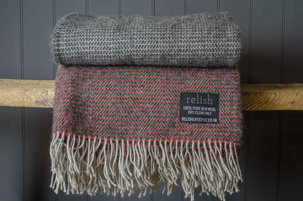 grey & orange wool blanket