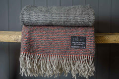 grey & orange wool blanket