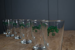 French café style Perrier branded glass tumblers