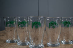 Set of six vintage Perrier drinking glasses