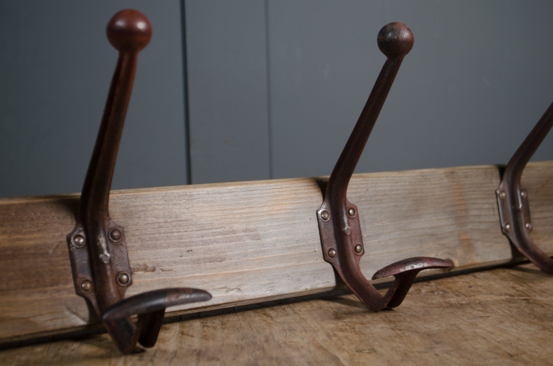 antique metal and wood coat hook