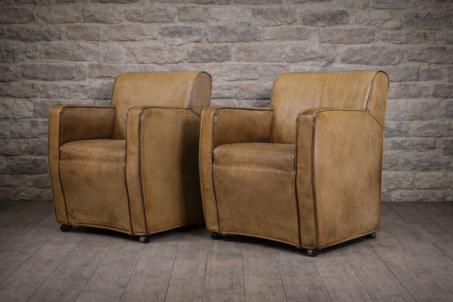 
Pair of mid century leather chairs