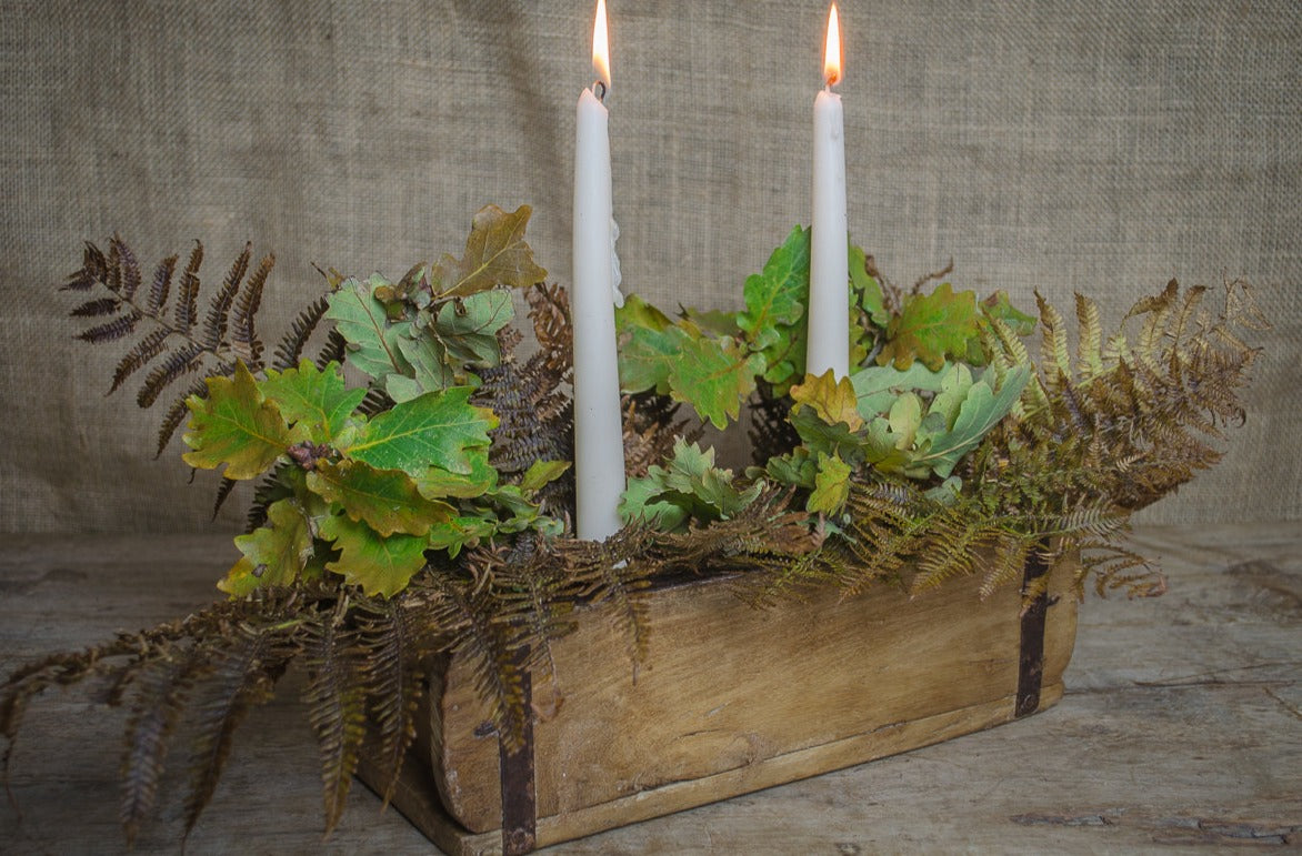 
reclaimed candle tablescape