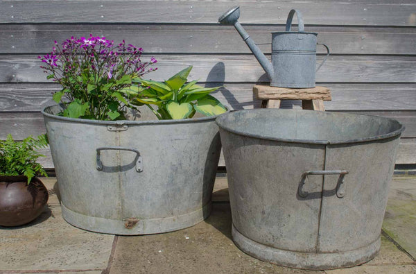 french galvanised planters