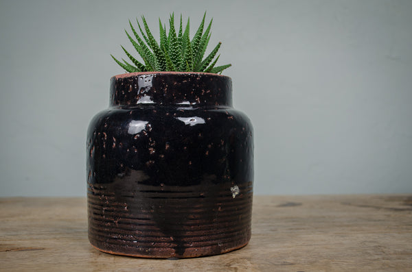 Rustic black glazed vase