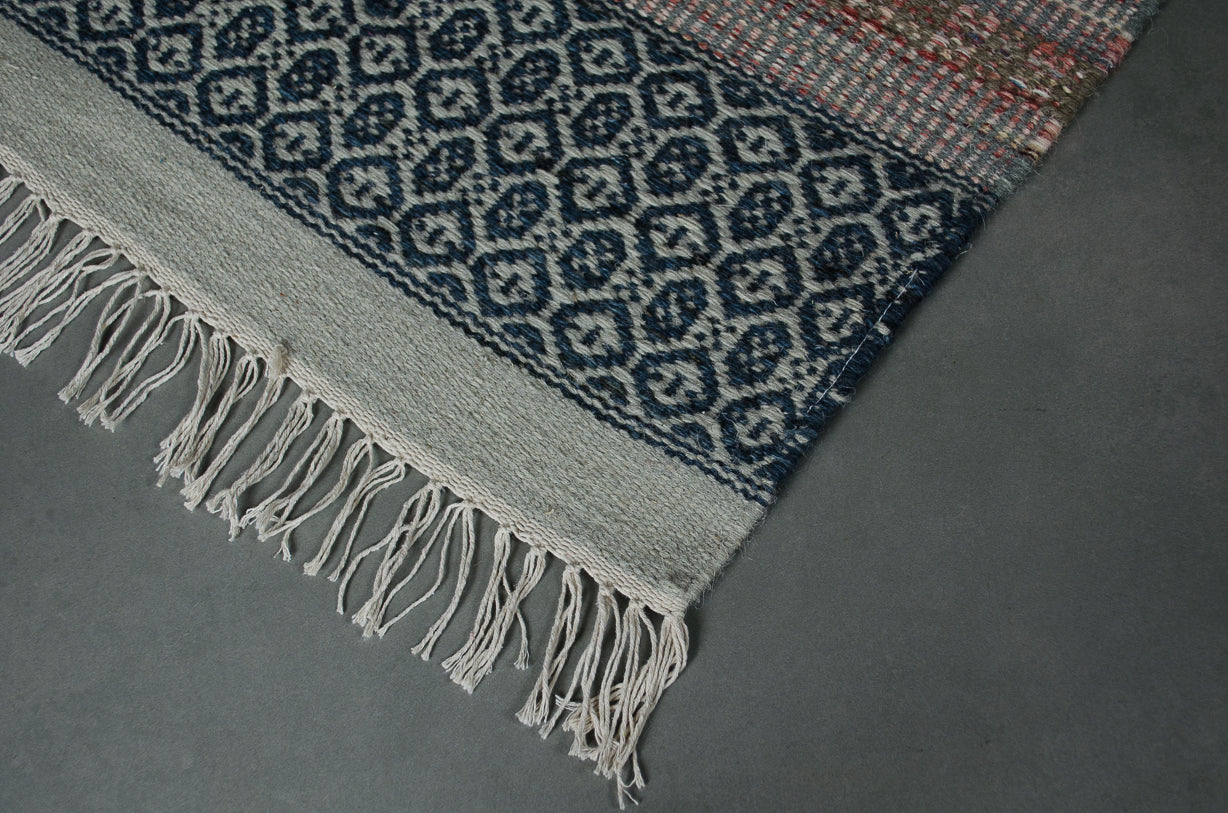 handwoven antique rug blue