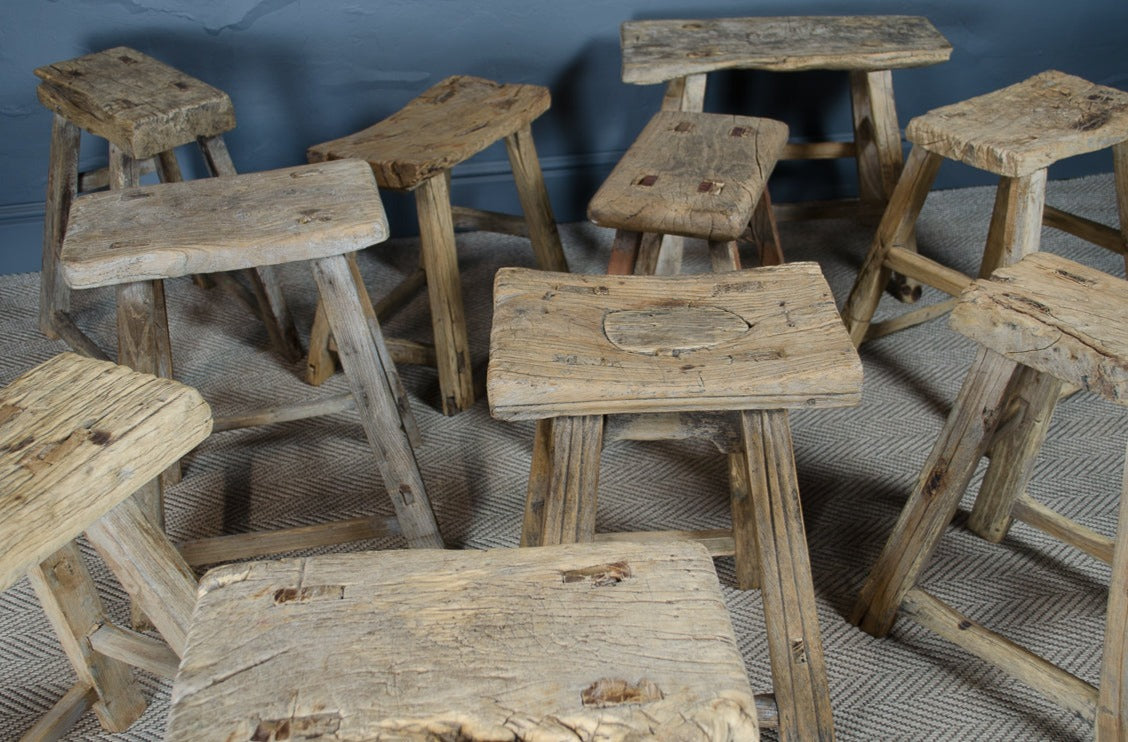 Antique Elm stools / side tables